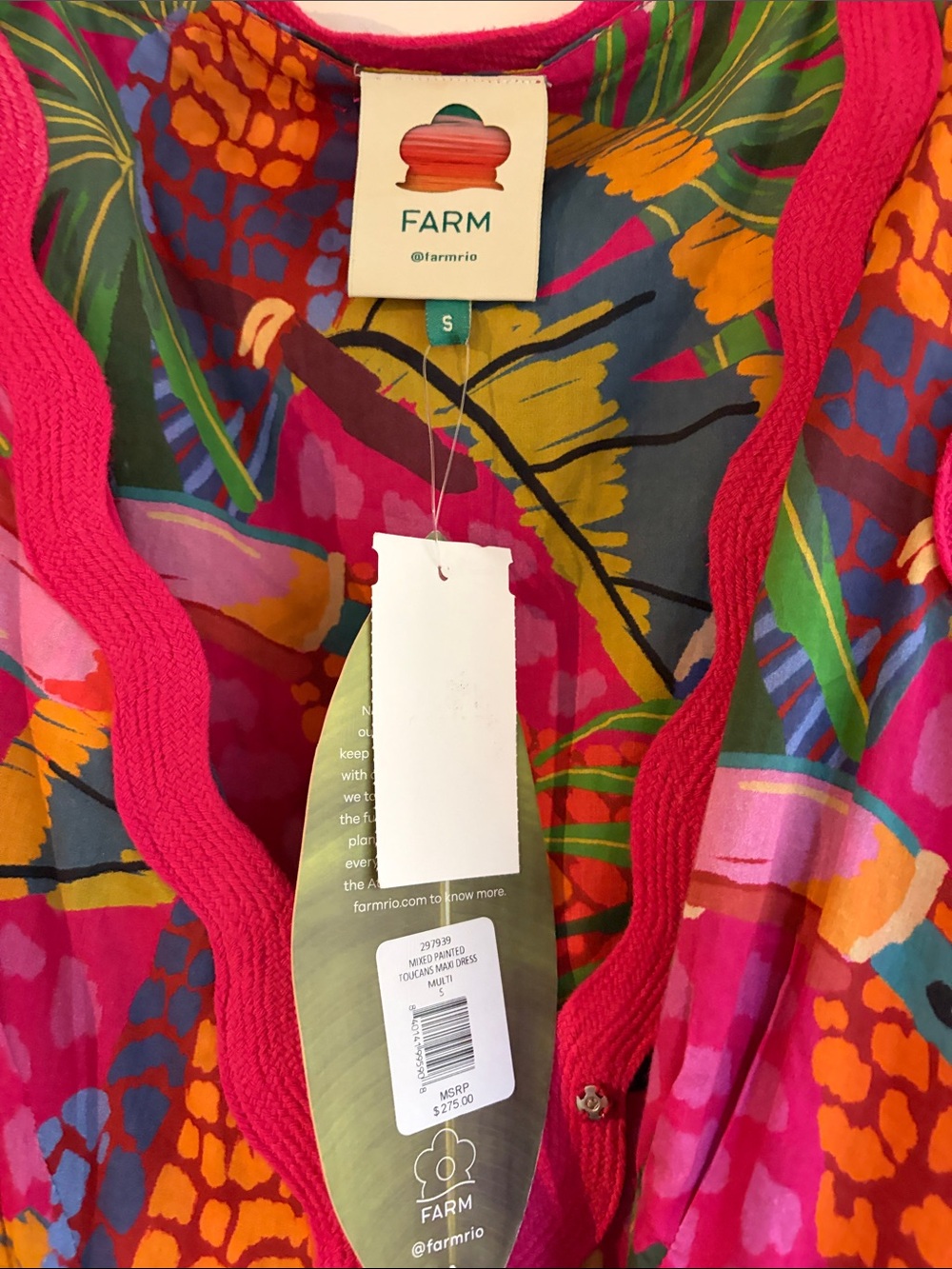 Farm Rio Vibrant Tropical Print Maxi Dress - Pink & Multi - Picture 4 of 5